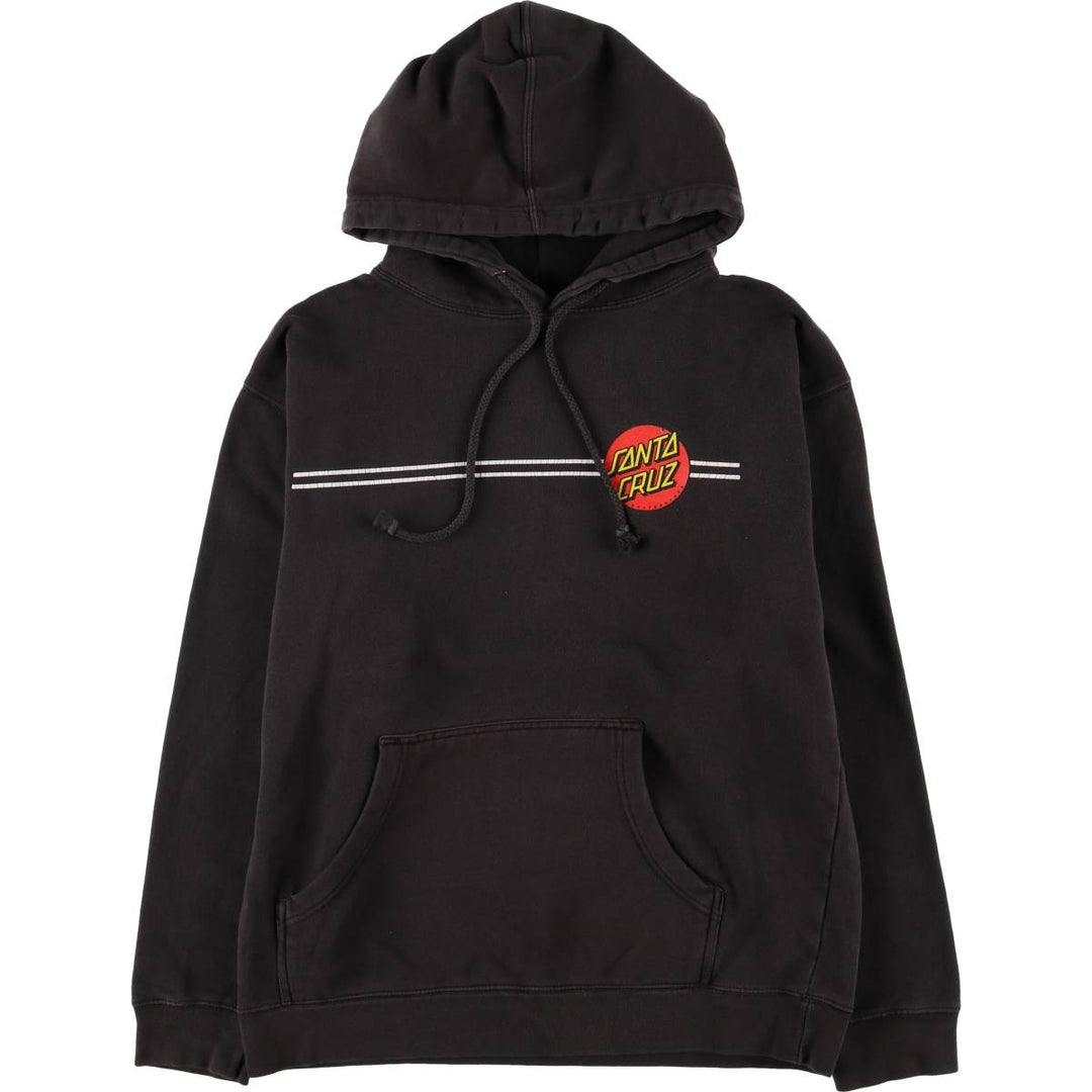 SANTA CRUZ Sweat Pullover Hoodie Men's Size L cotton black type Vintage Second Hand