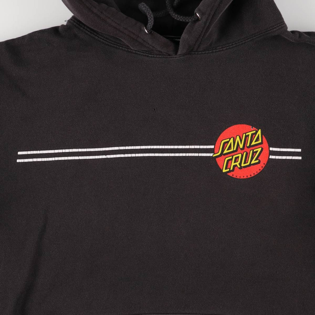 SANTA CRUZ Sweat Pullover Hoodie Men's Size L cotton black type Vintage Second Hand
