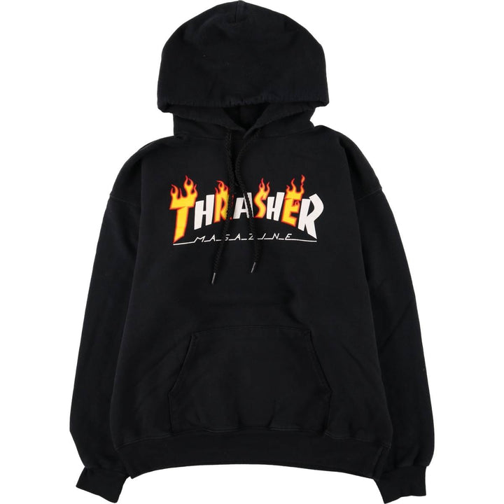 Thrasher Fire Pattern Pullover Hoodie, Men's Size M cotton black type Vintage Second Hand