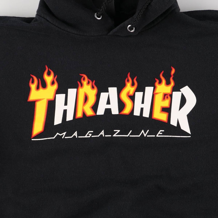 Thrasher Fire Pattern Pullover Hoodie, Men's Size M cotton black type Vintage Second Hand