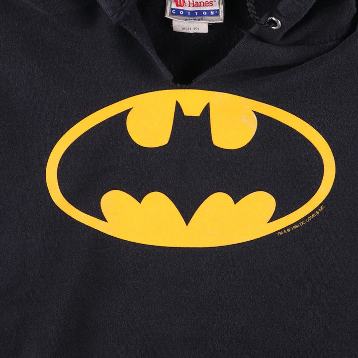 2000'S Hanes Batman character sweatshirt pullover hoodie, men's size M cotton black type Vintage Second Hand