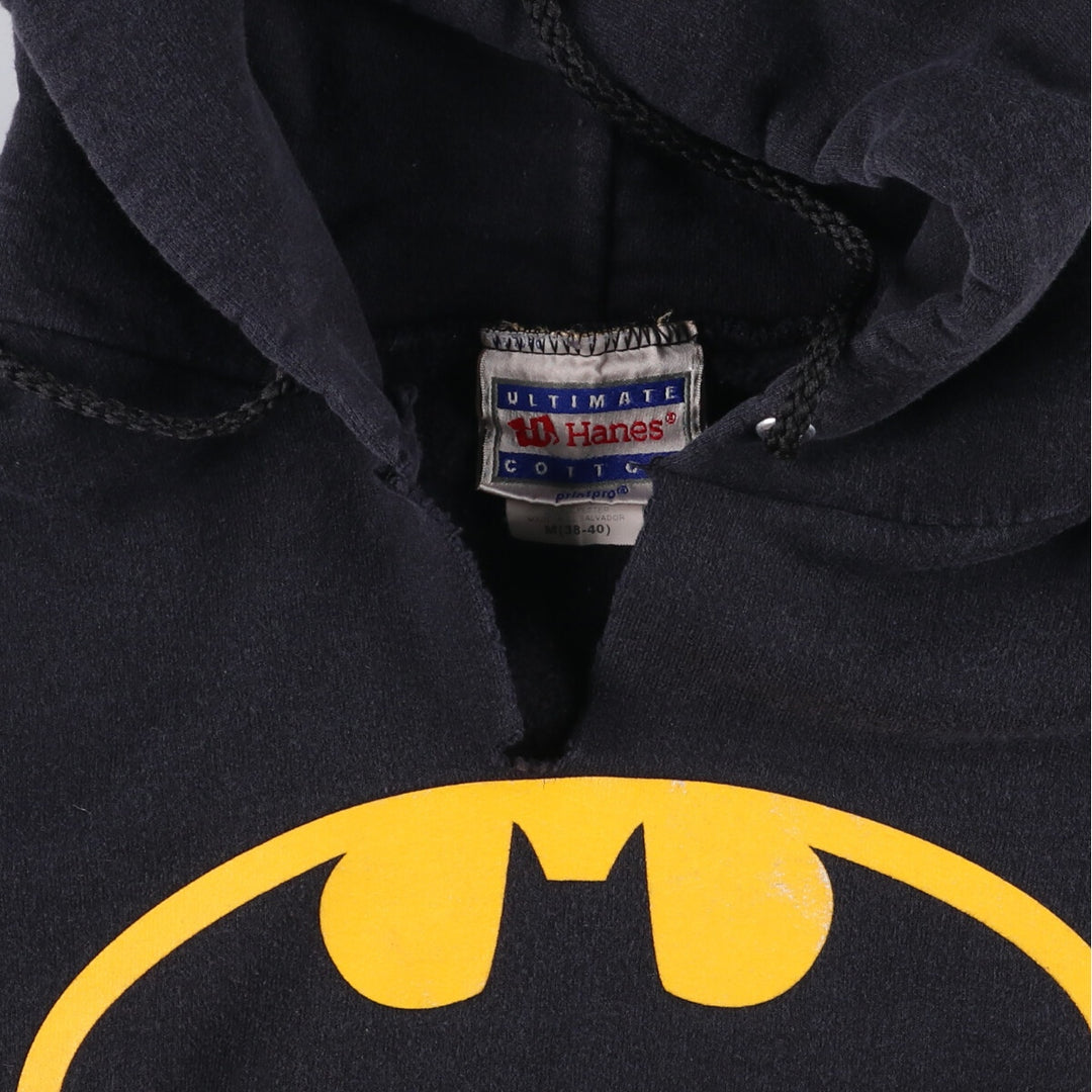 2000'S Hanes Batman character sweatshirt pullover hoodie, men's size M cotton black type Vintage Second Hand