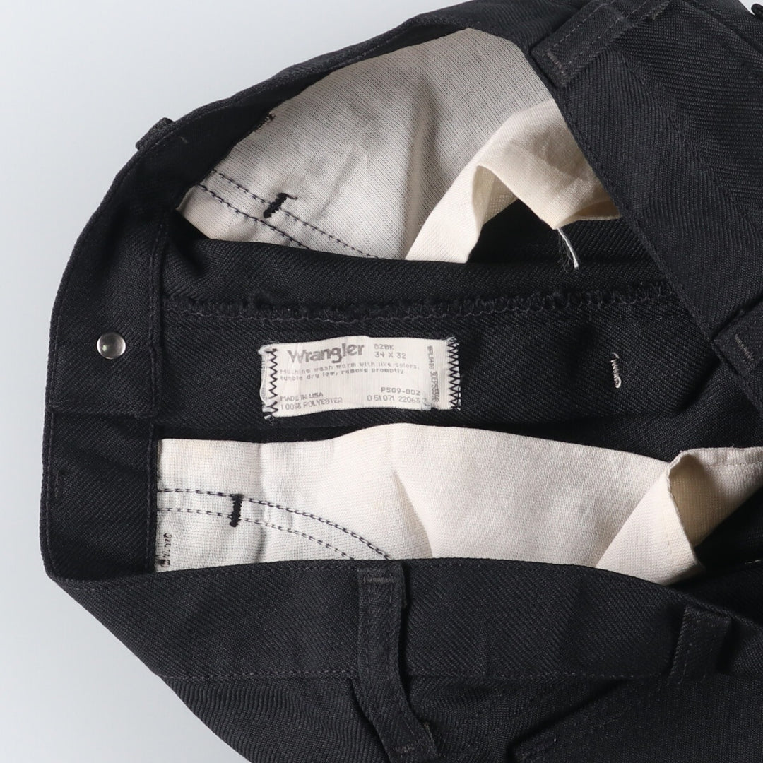 80s-90'S Wrangler Dress Jeans, Slacks, Made in USA, Men's, W34 equivalent, Vintage polyester black type Vintage Second Hand