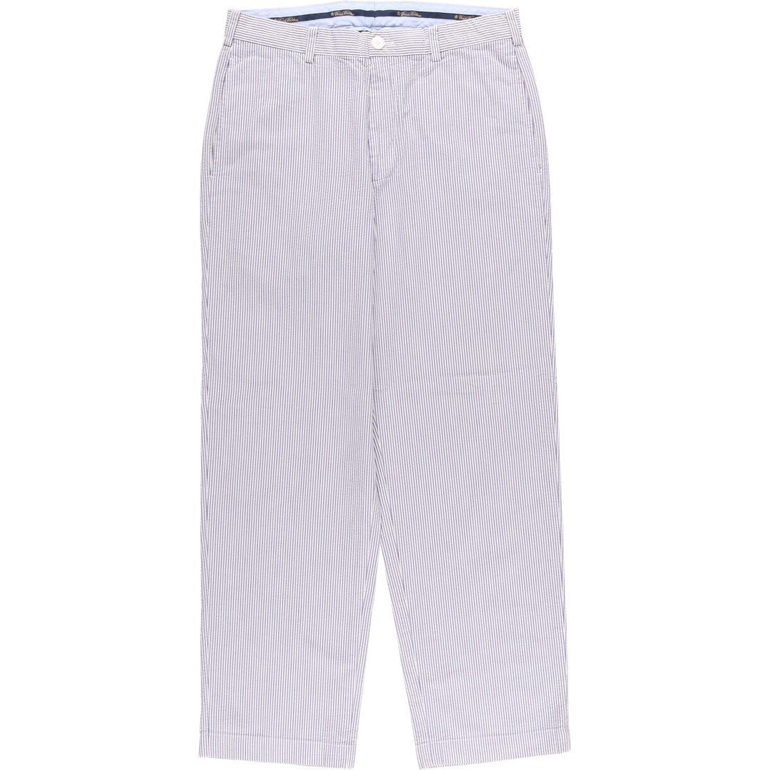Brooks Brothers Striped Seersucker Cotton Slacks, Men's Size W32 cotton white type Vintage Second Hand