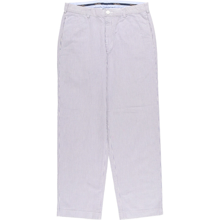 Brooks Brothers Striped Seersucker Cotton Slacks, Men's Size W32 cotton white type Vintage Second Hand