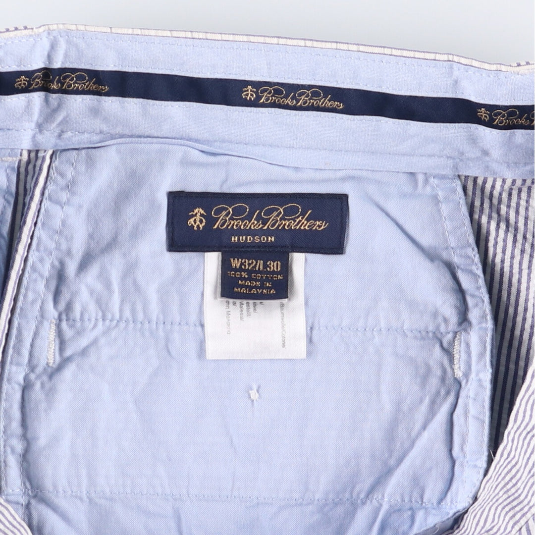 Brooks Brothers Striped Seersucker Cotton Slacks, Men's Size W32 cotton white type Vintage Second Hand