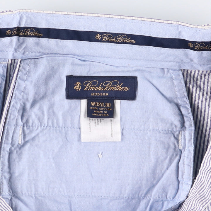 Brooks Brothers Striped Seersucker Cotton Slacks, Men's Size W32 cotton white type Vintage Second Hand