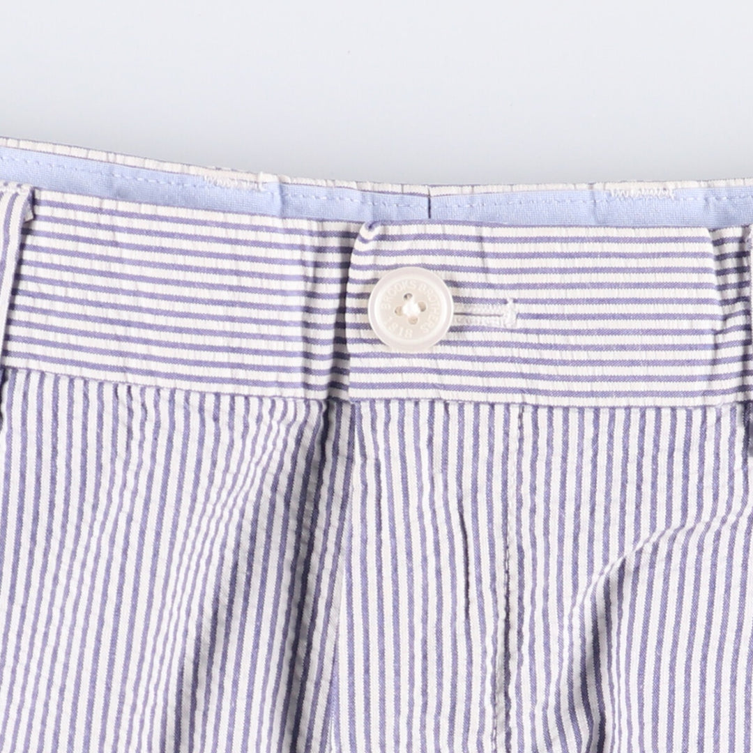 Brooks Brothers Striped Seersucker Cotton Slacks, Men's Size W32 cotton white type Vintage Second Hand