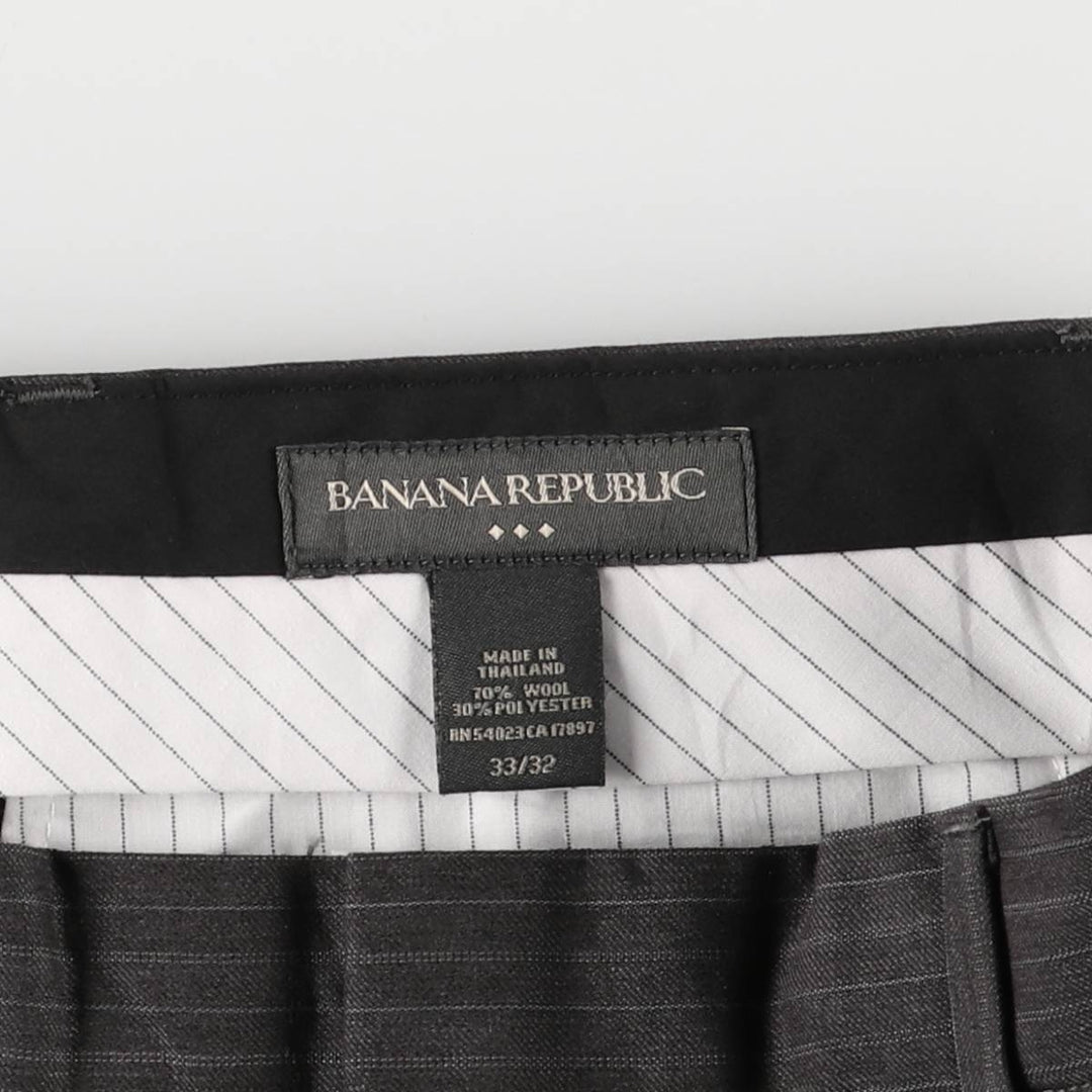 2000'S Banana Republic Striped Wool Pants, Men's Size 34 wool Charcoal Vintage Second Hand