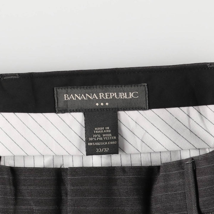 2000'S Banana Republic Striped Wool Pants, Men's Size 34 wool Charcoal Vintage Second Hand