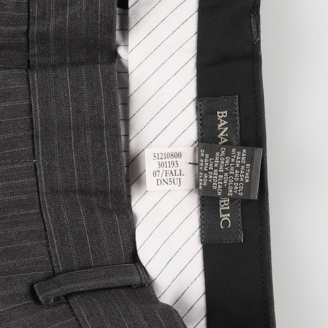 2000'S Banana Republic Striped Wool Pants, Men's Size 34 wool Charcoal Vintage Second Hand