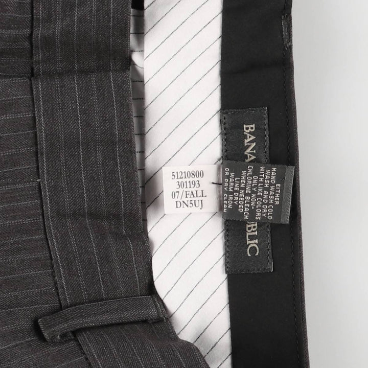 2000'S Banana Republic Striped Wool Pants, Men's Size 34 wool Charcoal Vintage Second Hand