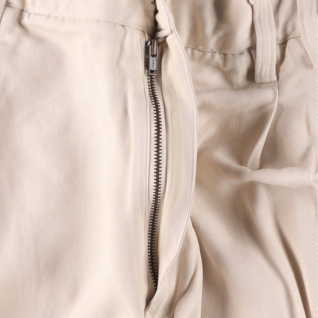 Tommy Bahama Herringbone Two-Pleated Slacks, Men's Size W32 silk ivory Vintage Second Hand