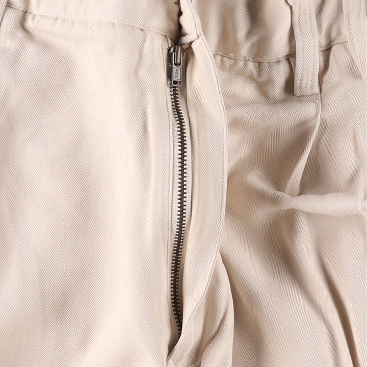 Tommy Bahama Herringbone Two-Pleated Slacks, Men's Size W32 silk ivory Vintage Second Hand