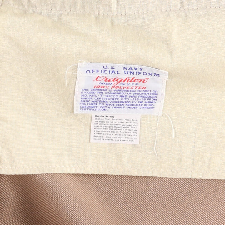 1990'S US Navy Creighton Military Pants, Made in USA, Men's, Size W36 polyester Beige type Vintage Second Hand