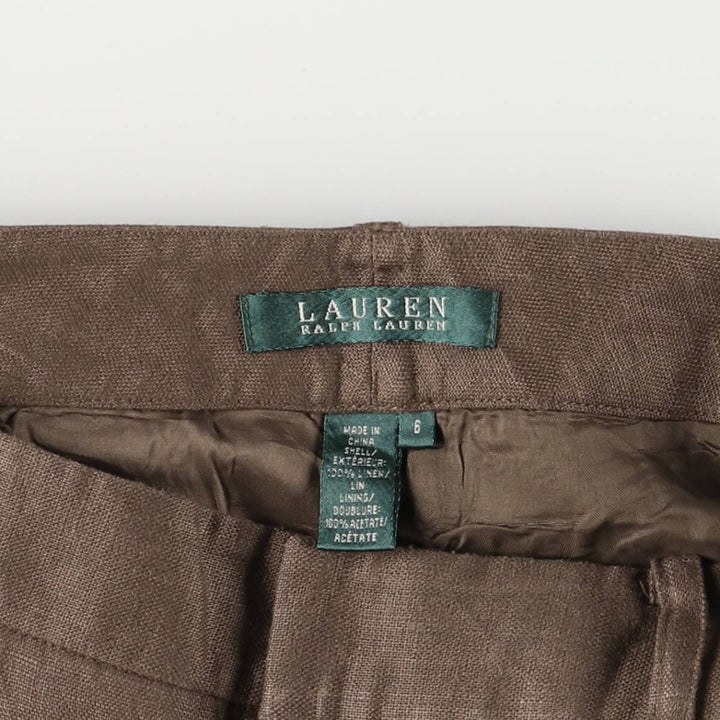 Ralph Lauren linen pants, slacks, women's size L (w29) linen brown type Vintage Second Hand