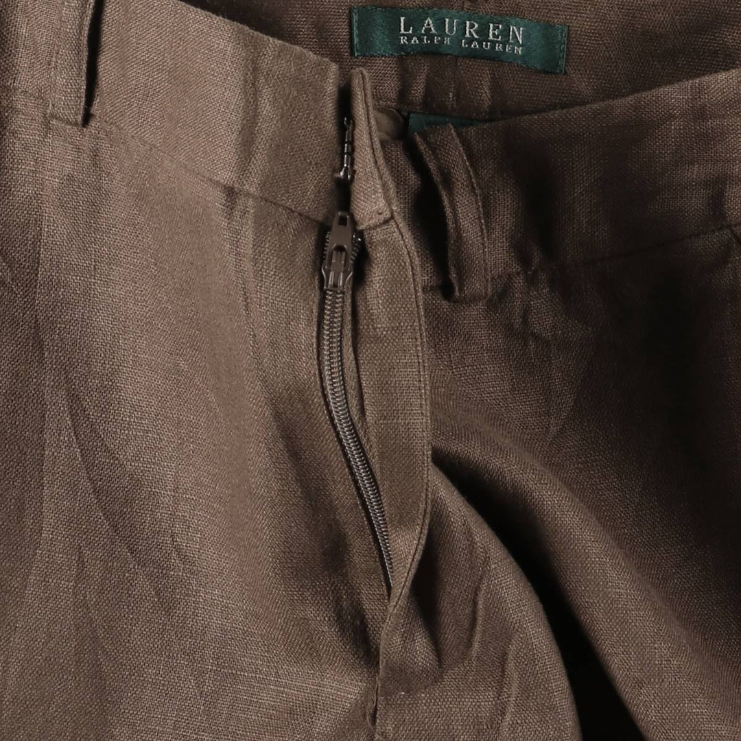 Ralph Lauren linen pants, slacks, women's size L (w29) linen brown type Vintage Second Hand