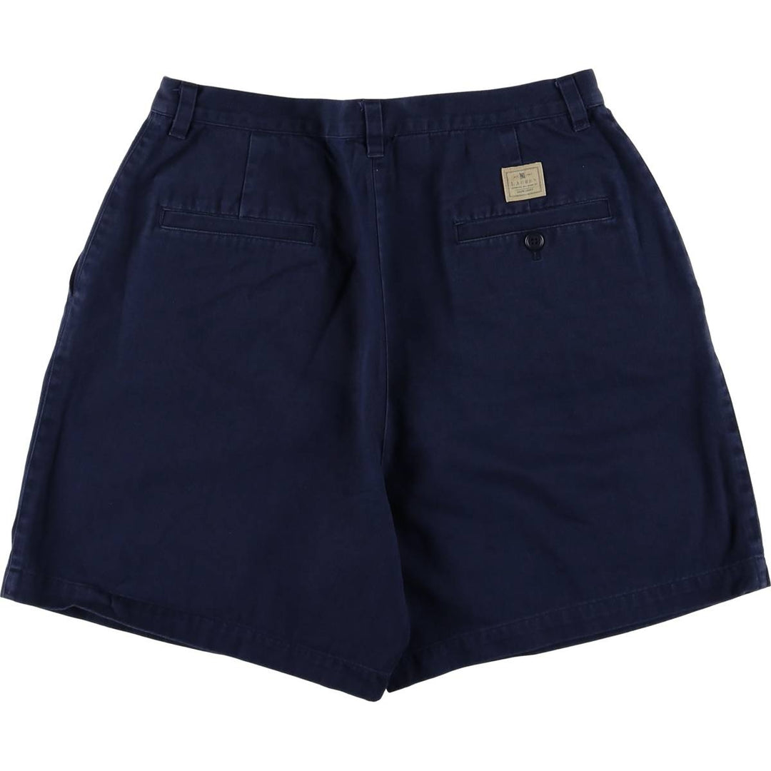 Ralph Lauren LAUREN Lauren One-tuck Chino Shorts Shorts Women's L (w30) equivalent cotton navy blue type Vintage Second Hand