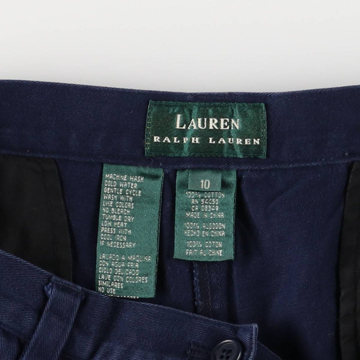 Ralph Lauren LAUREN Lauren One-tuck Chino Shorts Shorts Women's L (w30) equivalent cotton navy blue type Vintage Second Hand