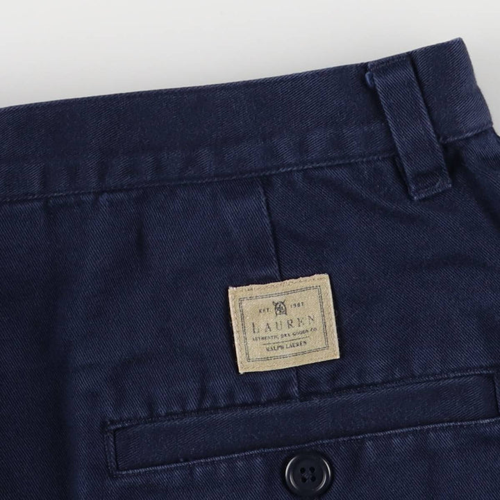 Ralph Lauren LAUREN Lauren One-tuck Chino Shorts Shorts Women's L (w30) equivalent cotton navy blue type Vintage Second Hand