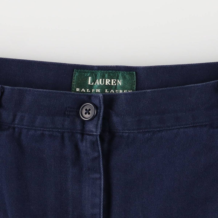 Ralph Lauren LAUREN Lauren One-tuck Chino Shorts Shorts Women's L (w30) equivalent cotton navy blue type Vintage Second Hand