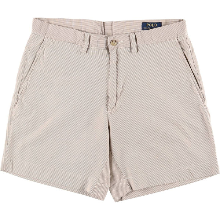 Ralph Lauren Classic Fit 6" Striped Cotton Shorts, Women's XL (W32) cotton white type Vintage Second Hand