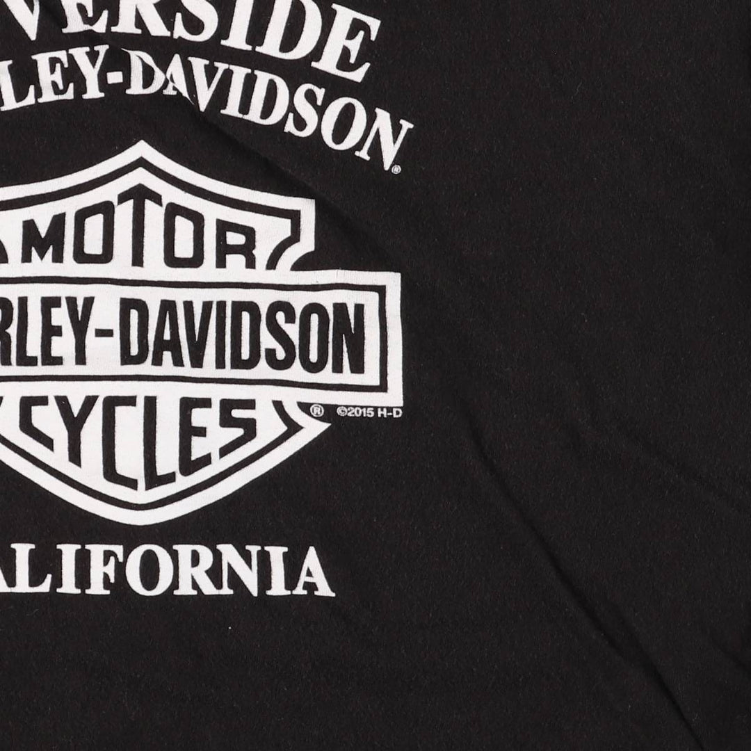 Harley-Davidson Skull Pattern V-Neck Long Sleeve T-Shirt, Women's Size XL cotton black type Vintage Second Hand