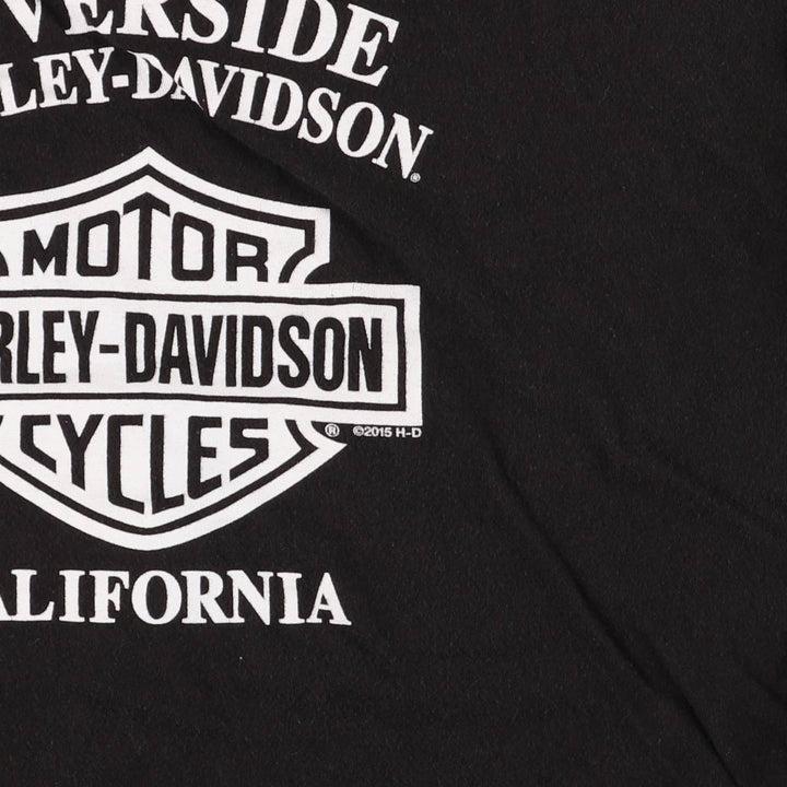 Harley-Davidson Skull Pattern V-Neck Long Sleeve T-Shirt, Women's Size XL cotton black type Vintage Second Hand