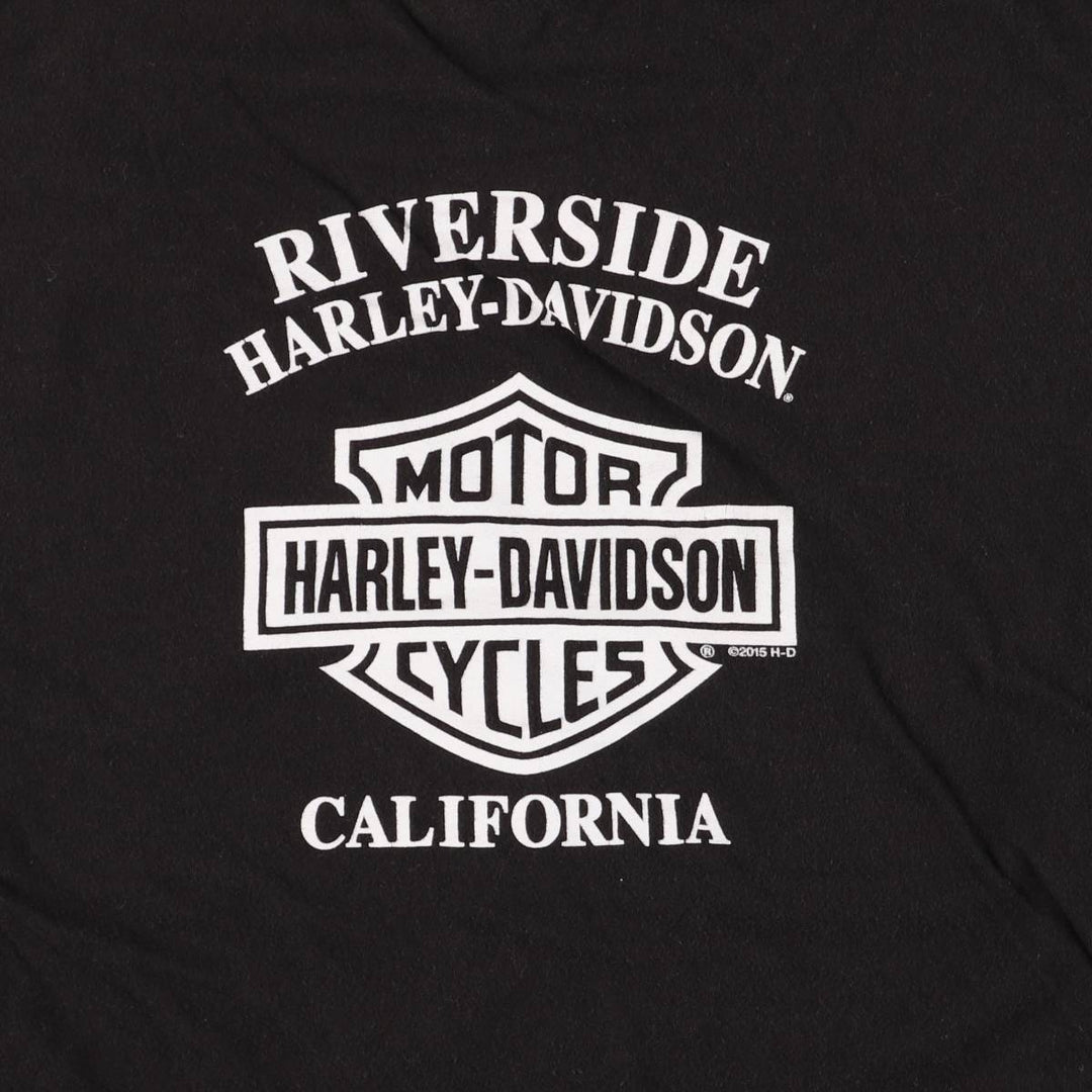 Harley-Davidson Skull Pattern V-Neck Long Sleeve T-Shirt, Women's Size XL cotton black type Vintage Second Hand