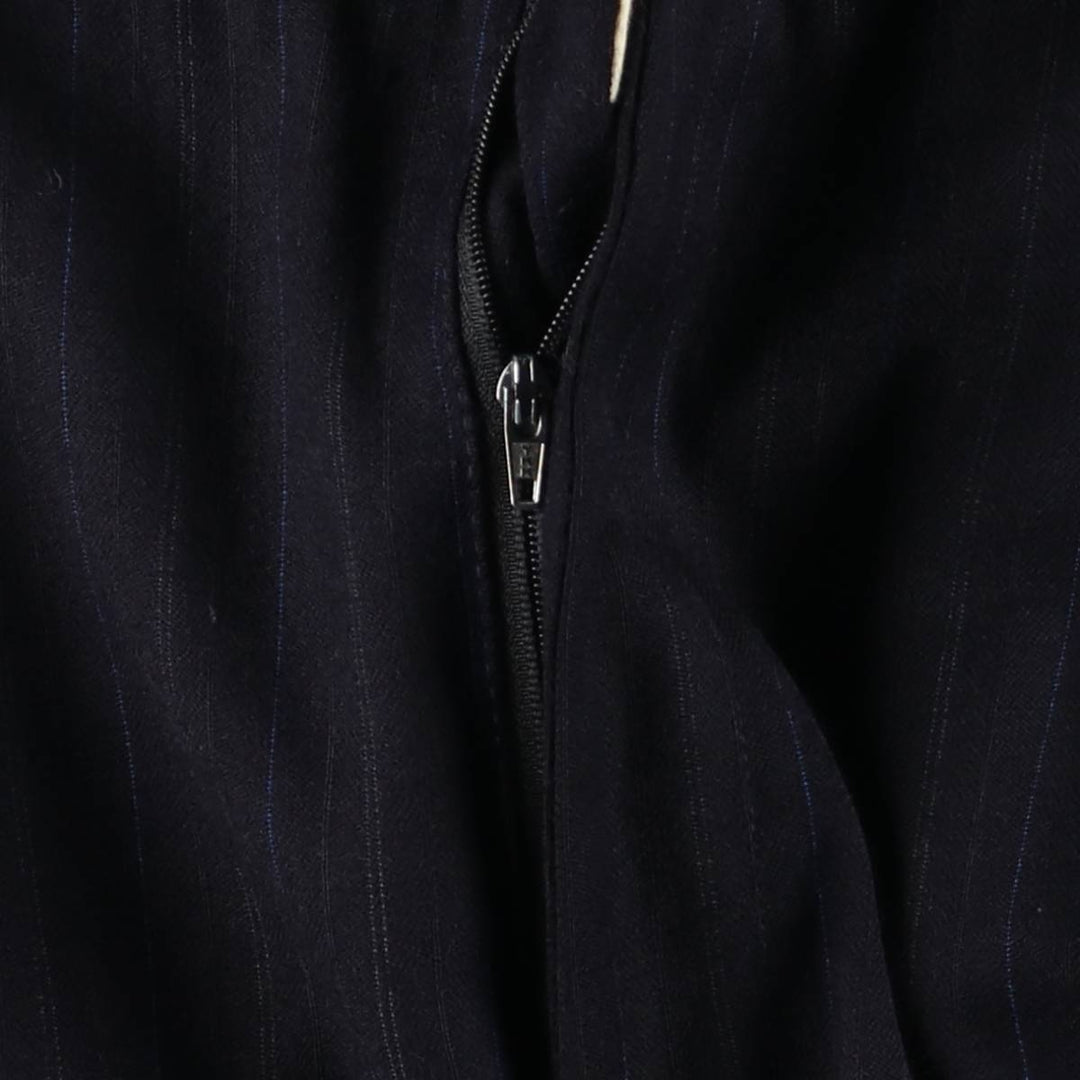 Stripe Pattern Two-pleat Slacks Pants Men's W33 unclear navy blue type Vintage Second Hand