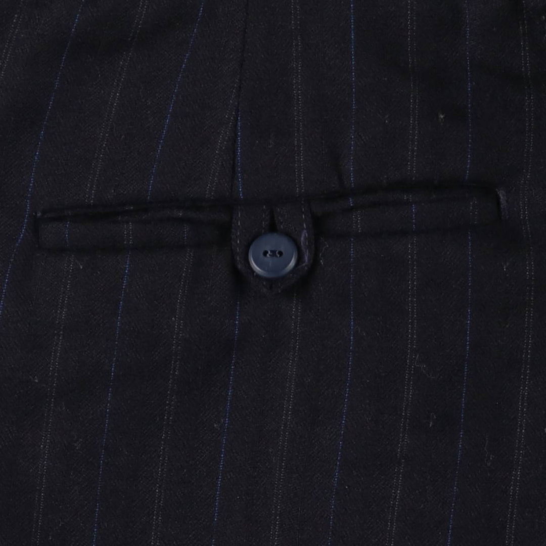 Stripe Pattern Two-pleat Slacks Pants Men's W33 unclear navy blue type Vintage Second Hand