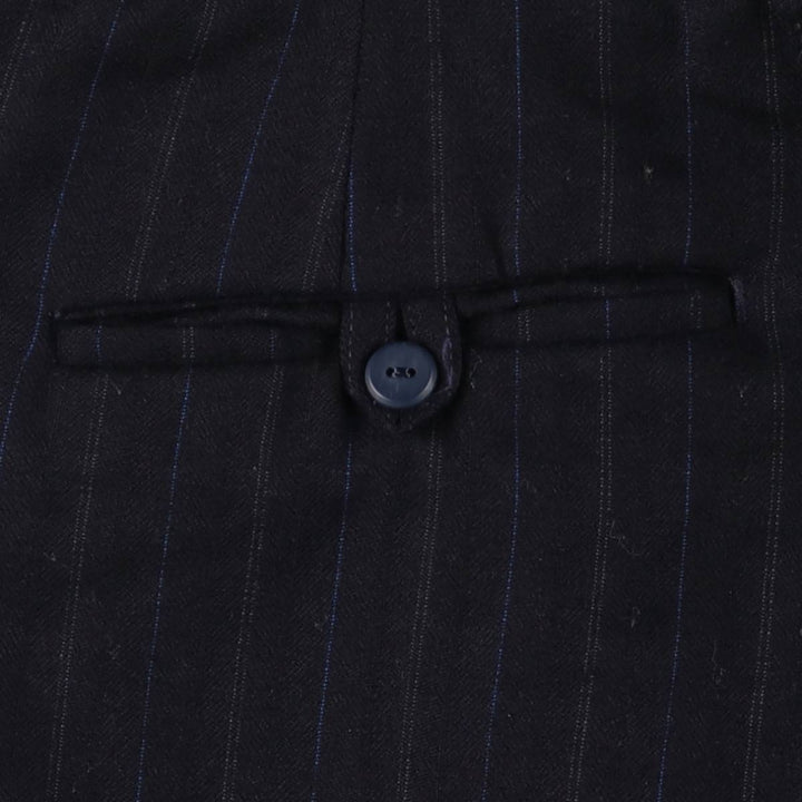 Stripe Pattern Two-pleat Slacks Pants Men's W33 unclear navy blue type Vintage Second Hand