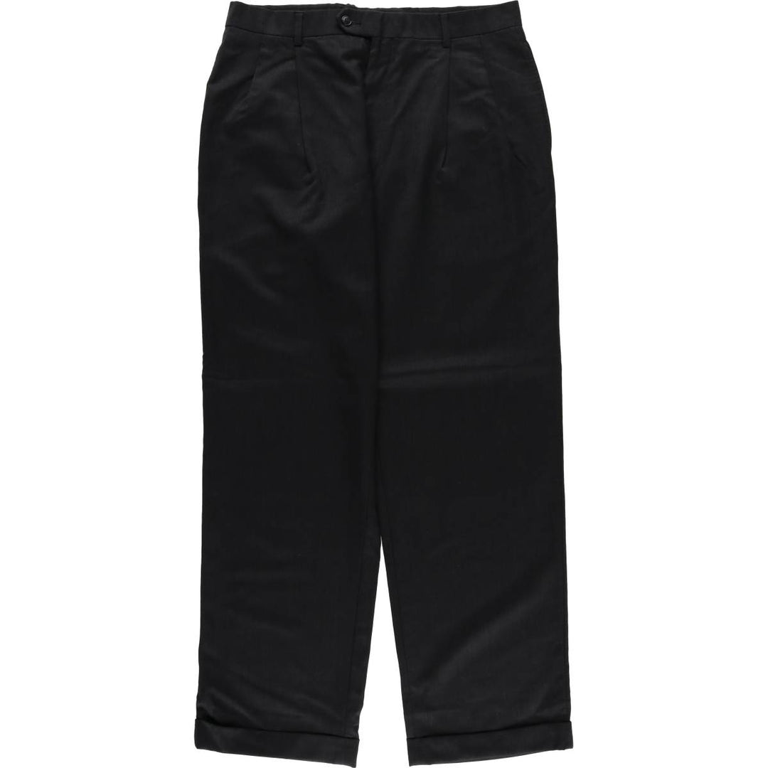 JOS.A.BANK Traveler's Collection Two-pleat Wool Pants, Men's Size 34 wool black type Vintage Second Hand