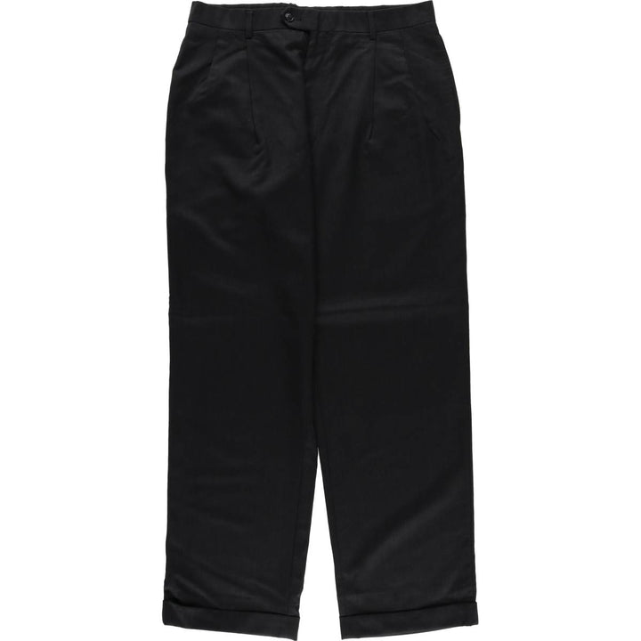 JOS.A.BANK Traveler's Collection Two-pleat Wool Pants, Men's Size 34 wool black type Vintage Second Hand