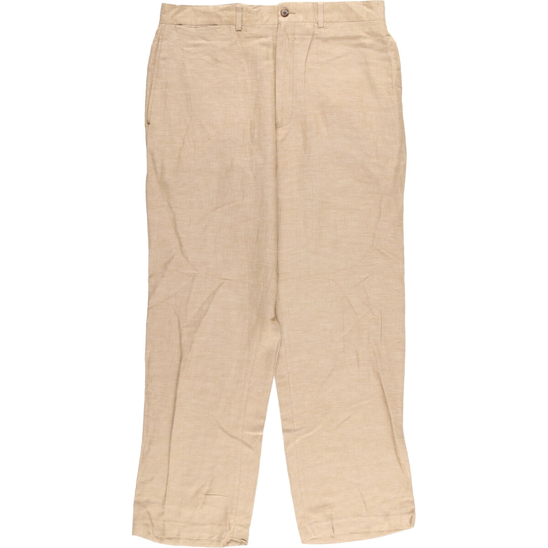 2000'S ~ NAUTICA Herringbone Silk and Linen Pants, Men's Size 34 silk Beige type Vintage Second Hand