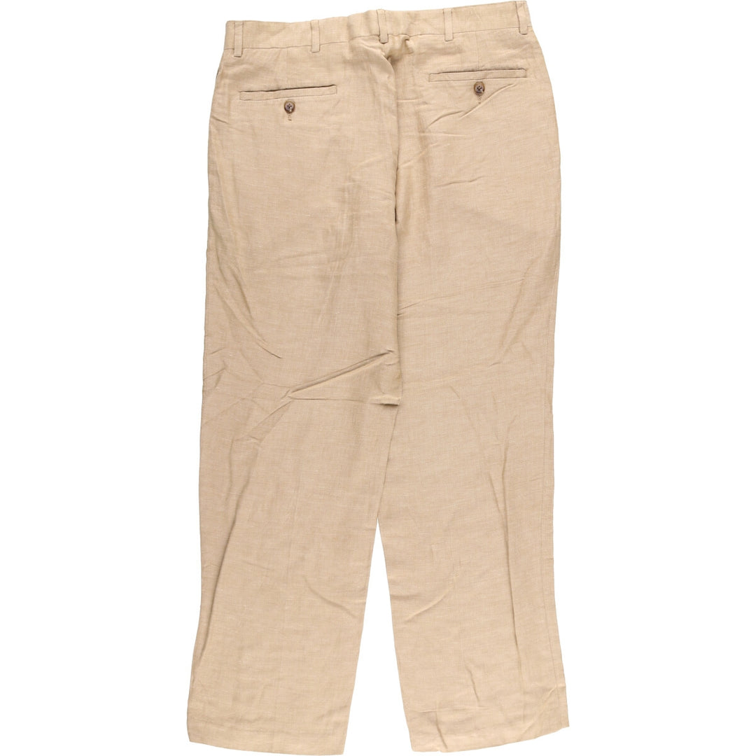 2000'S ~ NAUTICA Herringbone Silk and Linen Pants, Men's Size 34 silk Beige type Vintage Second Hand