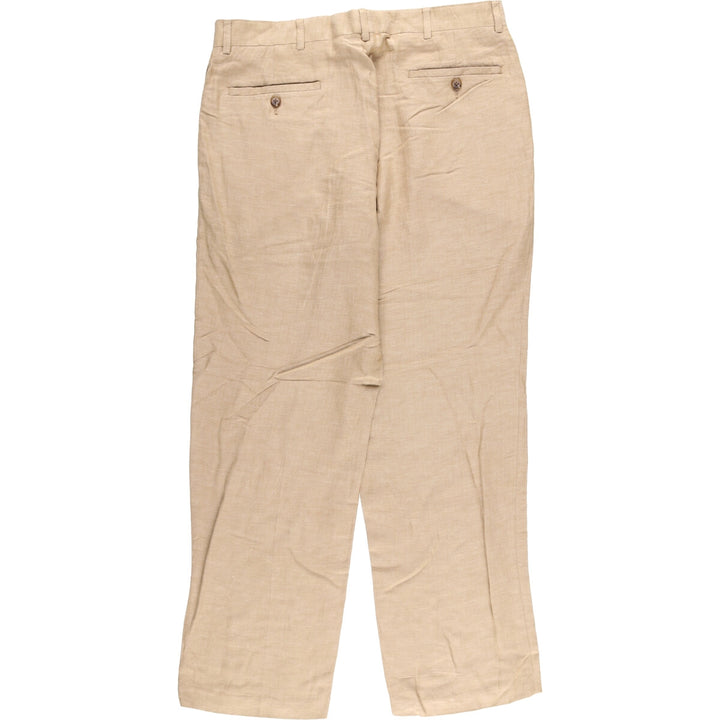 2000'S ~ NAUTICA Herringbone Silk and Linen Pants, Men's Size 34 silk Beige type Vintage Second Hand
