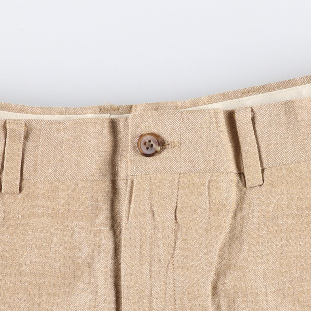 2000'S ~ NAUTICA Herringbone Silk and Linen Pants, Men's Size 34 silk Beige type Vintage Second Hand