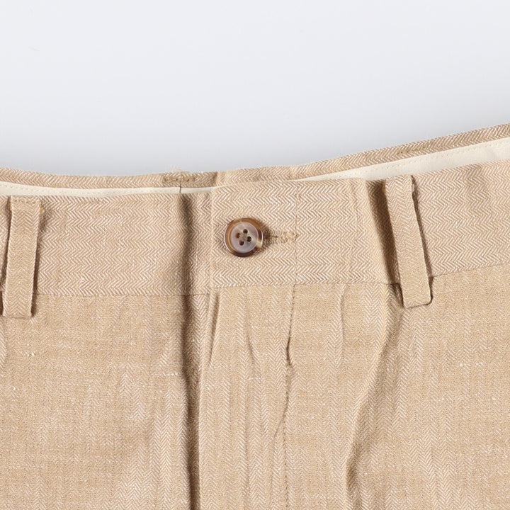 2000'S ~ NAUTICA Herringbone Silk and Linen Pants, Men's Size 34 silk Beige type Vintage Second Hand