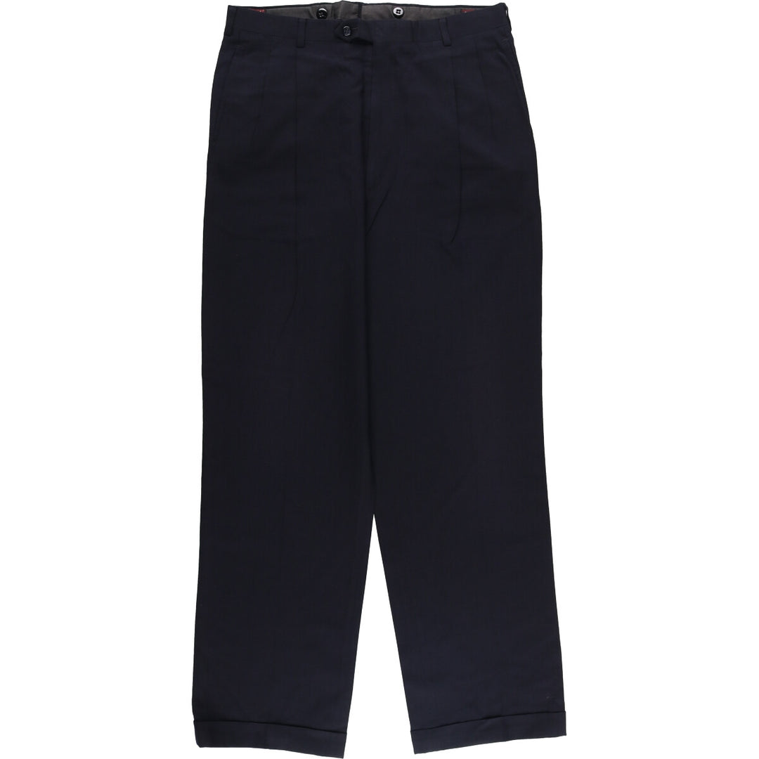 80s-90'S Jos. A. Bank EXECUTIVE COLLECTION Two-pleat Wool Pants, Made in USA, Men's Size W34 wool navy blue type Vintage Second Hand