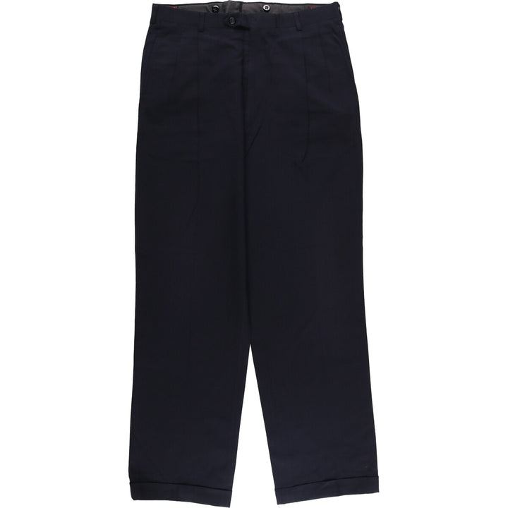 80s-90'S Jos. A. Bank EXECUTIVE COLLECTION Two-pleat Wool Pants, Made in USA, Men's Size W34 wool navy blue type Vintage Second Hand