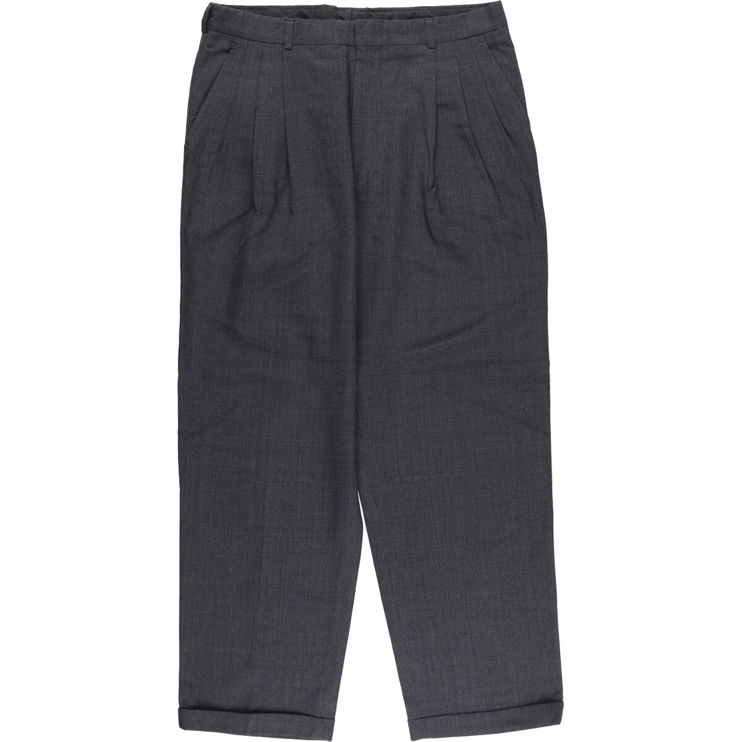 90'S CITY STREETS Three-pleat Slacks, Made in USA, Men's, Size W35, Vintage polyester gray type Vintage Second Hand
