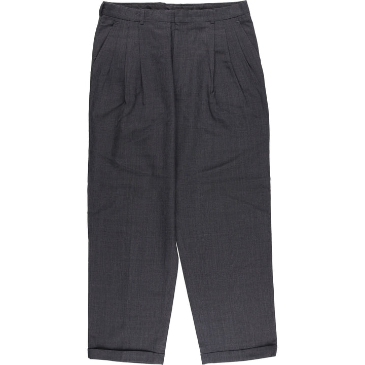 90'S CITY STREETS Three-pleat Slacks, Made in USA, Men's, Size W35, Vintage polyester gray type Vintage Second Hand