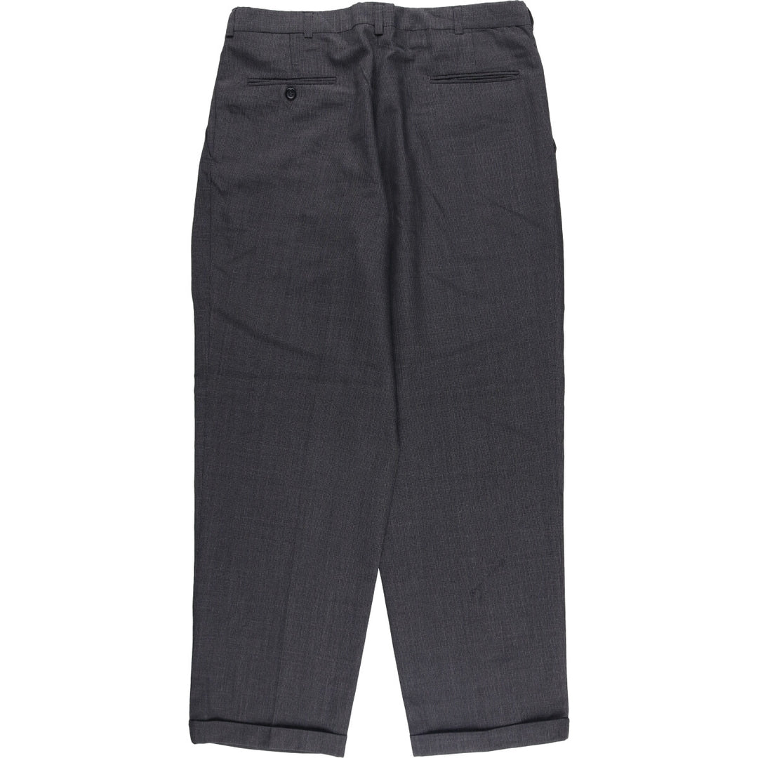 90'S CITY STREETS Three-pleat Slacks, Made in USA, Men's, Size W35, Vintage polyester gray type Vintage Second Hand