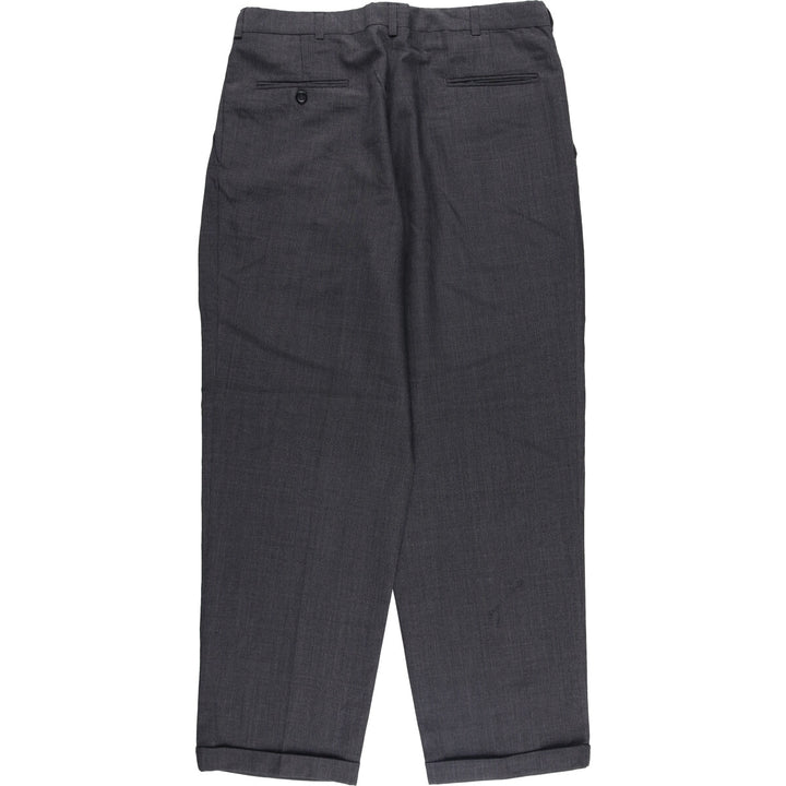 90'S CITY STREETS Three-pleat Slacks, Made in USA, Men's, Size W35, Vintage polyester gray type Vintage Second Hand
