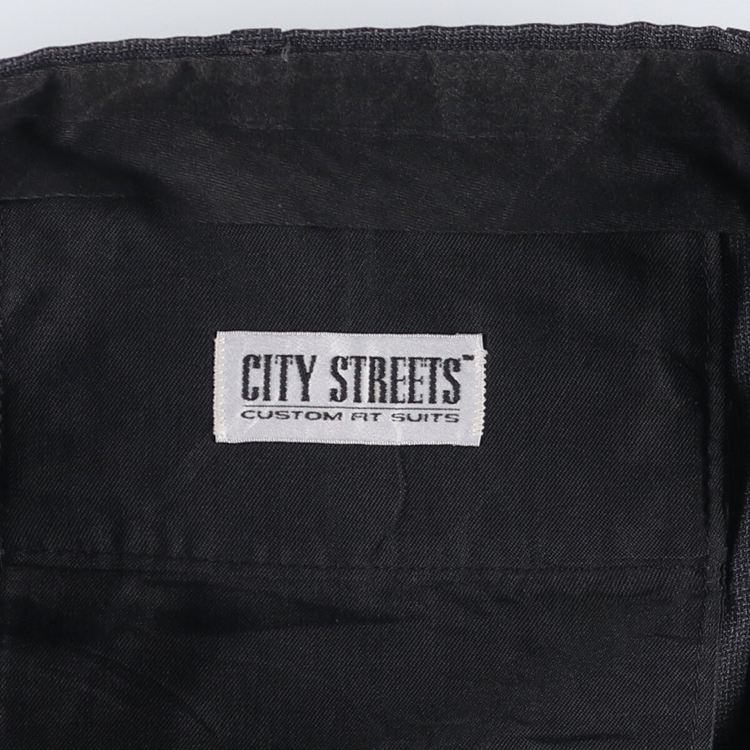 90'S CITY STREETS Three-pleat Slacks, Made in USA, Men's, Size W35, Vintage polyester gray type Vintage Second Hand