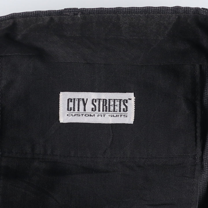 90'S CITY STREETS Three-pleat Slacks, Made in USA, Men's, Size W35, Vintage polyester gray type Vintage Second Hand
