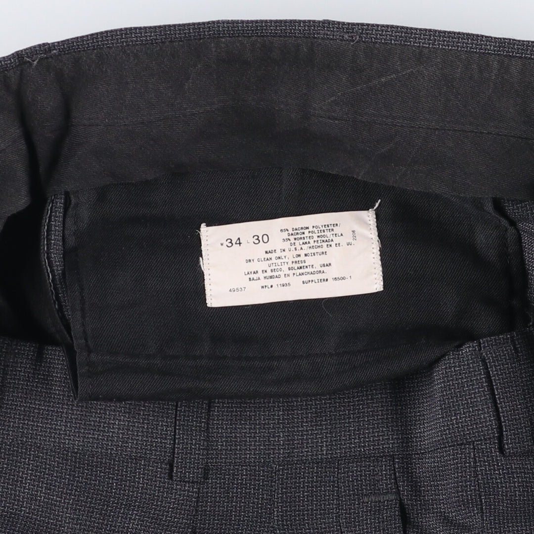 90'S CITY STREETS Three-pleat Slacks, Made in USA, Men's, Size W35, Vintage polyester gray type Vintage Second Hand