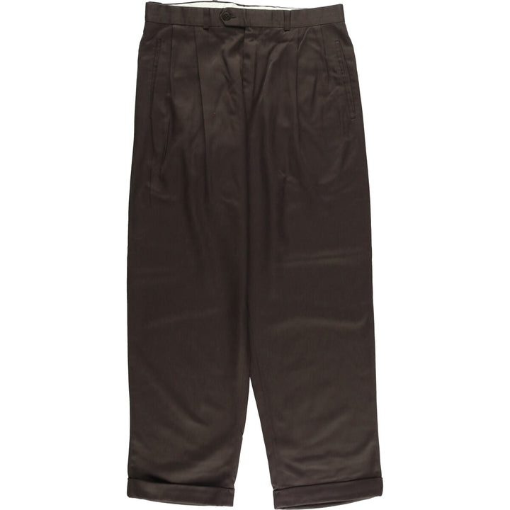 Vintage 90'S BRANDINI two-pleat slacks, made in Canada, men's size W32. polyester brown type Vintage Second Hand