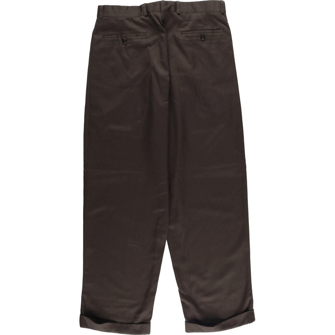 Vintage 90'S BRANDINI two-pleat slacks, made in Canada, men's size W32. polyester brown type Vintage Second Hand